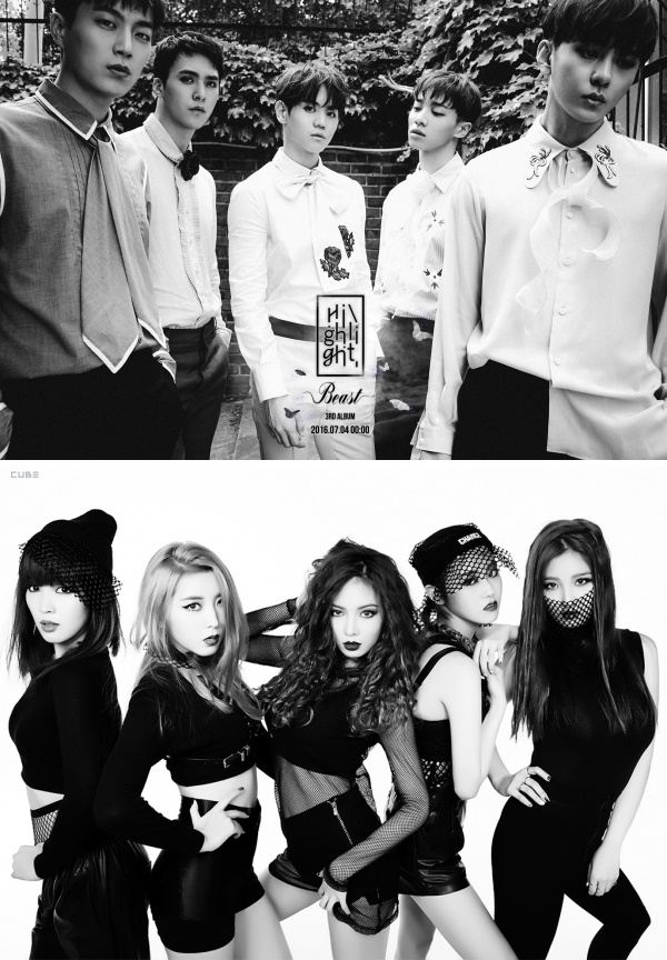 ▲큐브 소속 아이돌 그룹 비스트(위), 포미닛(사진=큐브엔터테인먼트)