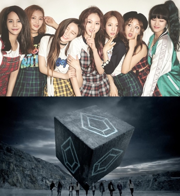▲큐브 소속 걸그룹 씨엘씨(CLC, 위), 큐브 아이돌 육성 프로젝트 '펜타곤 메이커' 티저 이미지(사진=큐브엔터테인먼트)