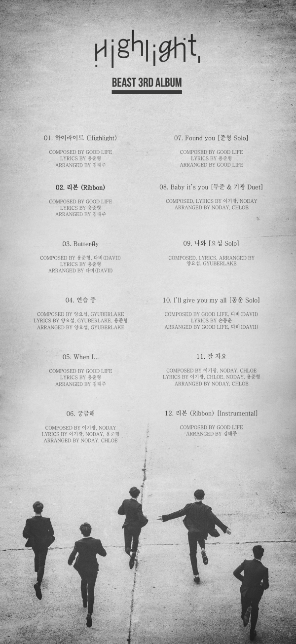 ▲비스트 정규 3집 트랙리스트(사진=큐브엔터테인먼트)