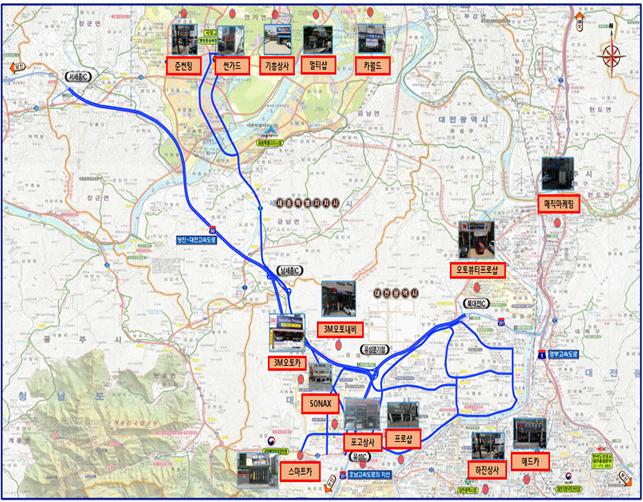 ▲C-ITS 시범운행 구간 및 단말기 장착점