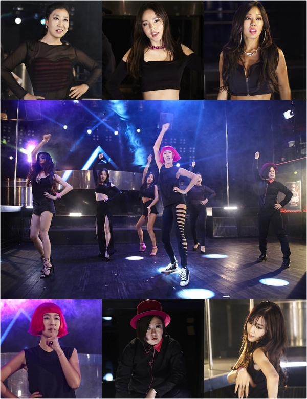 ▲언니쓰 'Shut Up' 뮤직비디오 촬영 현장(사진=KBS2 '언니들의 슬램덩크')