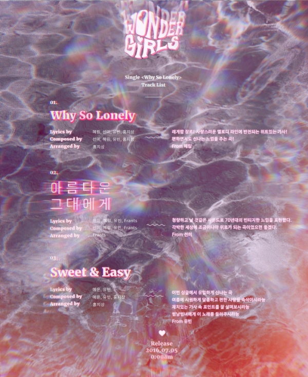 ▲원더걸스 'Why So Lonely' 트랙리스트(사진=JYP엔터테인먼트)