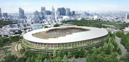 ▲일본 건축가 구마 겐고가 새롭게 설계한 도쿄올림픽 주경기장. 일본스포츠진흥센터 웹사이트 