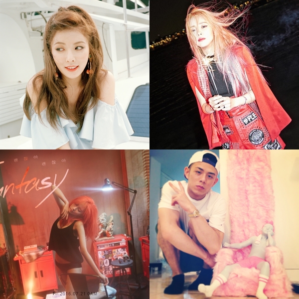 ▲(출처=큐브엔터테인먼트, JYP엔터테인먼트, 헤이즈 공식 인스타그램, 빈지노 트위터)