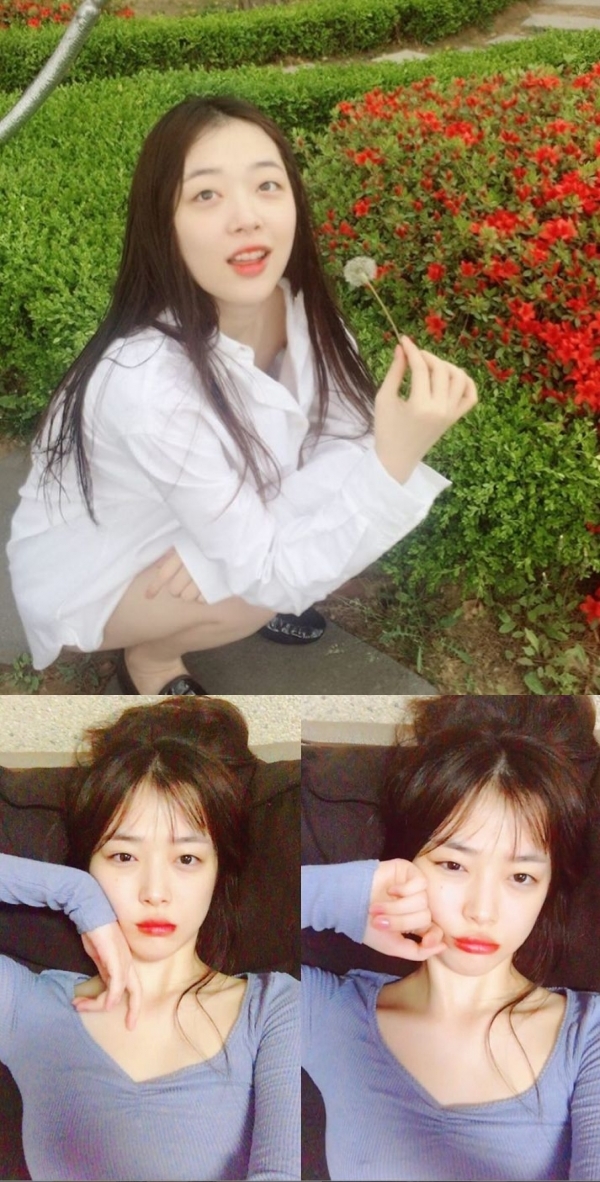 ▲속옷 착용 논란이 빚어진 설리 사진(출처=설리 인스타그램)