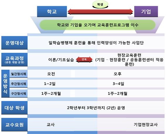 ▲산학일체형 도제학교 운영 개요(교육부)