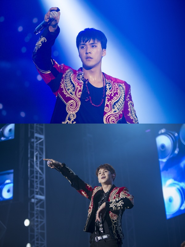▲비스트 콘서트 '2016 THE BEAUTIFUL SHOW' 무대에 선 비스트 손동운(위), 양요섭(사진=큐브엔터테인먼트)