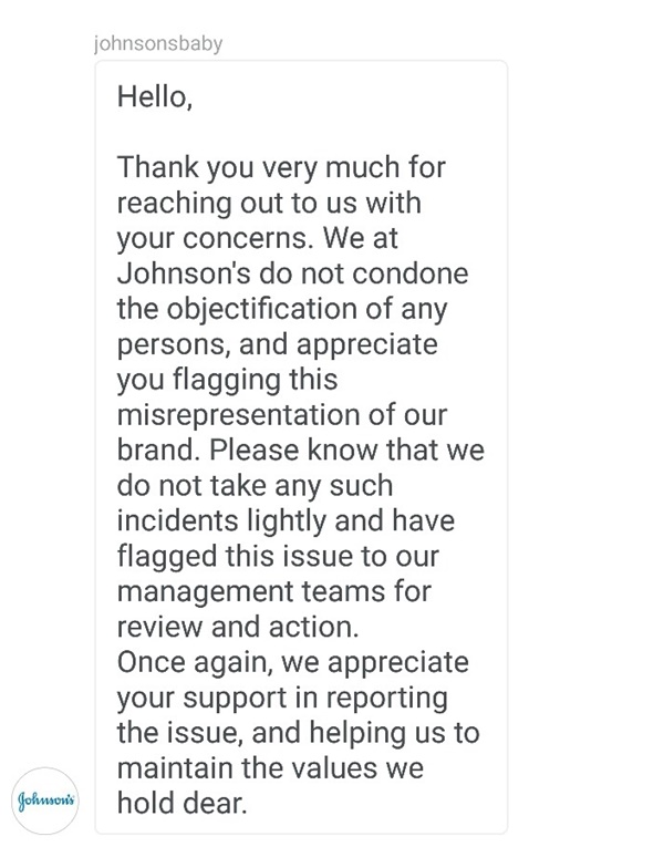 ▲존슨앤드존슨 답변(사진=온라인 커뮤니티)