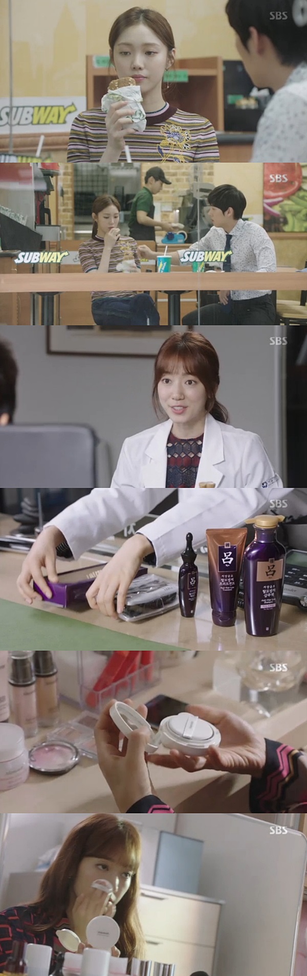 ▲'닥터스' 막방에서 PPL을 이어간 박신혜 이성경(사진=SBS 월화드라마 '닥터스' 이성경 박신혜 캡처)