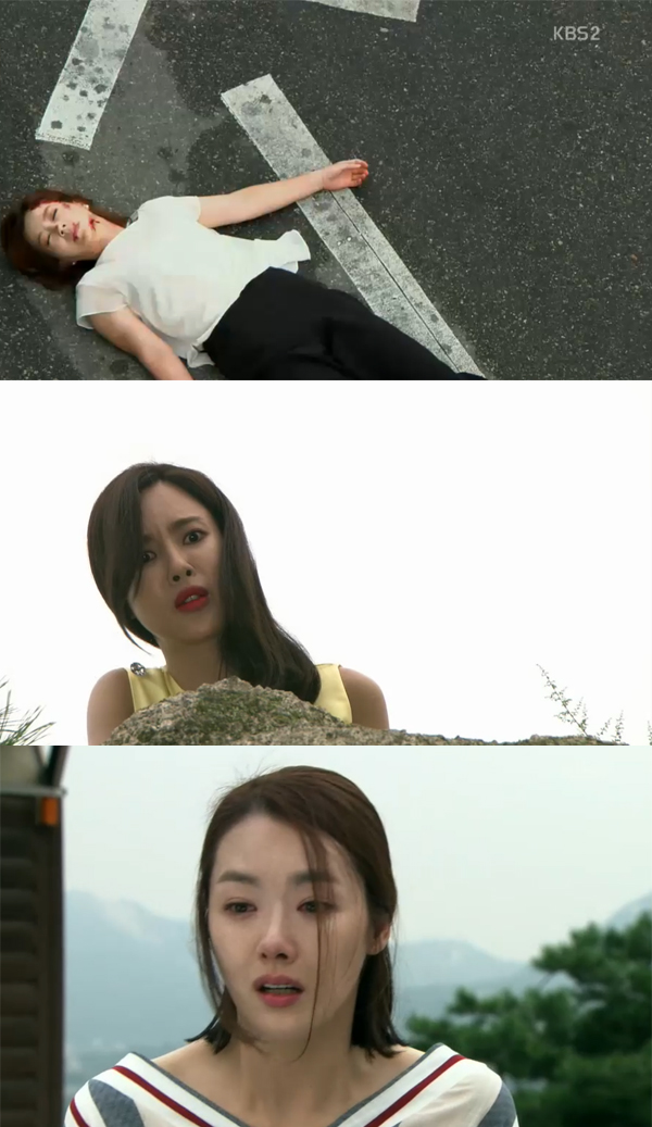 ▲'여자의 비밀' 김서라가 김윤서에 의해 추락해 생사가 불투명해졌다.(사진=KBS2)