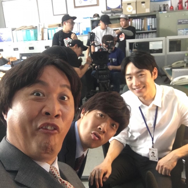 ▲'2016 무한상사'를 촬영 중인 정준하, 하하, 이제훈(사진=정준하 SNS)