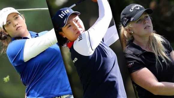 ▲왼쪽부터 아리야 주타누간, 전인지, 스테파니 메도. 사진=LPGA