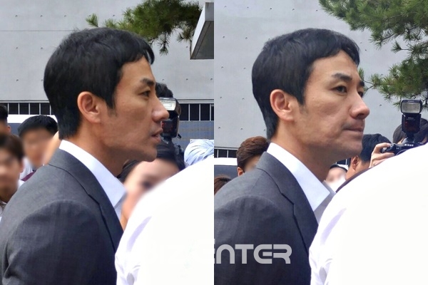 ▲성폭행 혐의 조사 차 분당경찰서에 출두한 배우 엄태웅(사진=김예슬 기자(yeye@))