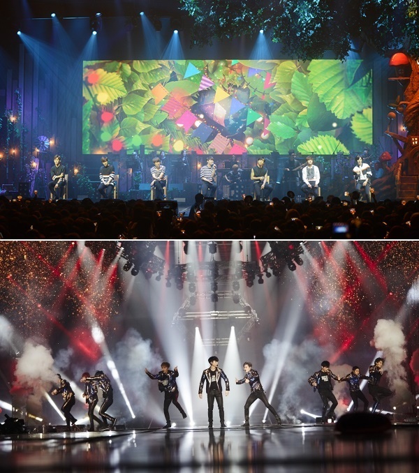 ▲그룹 인피니트(위)와 엑소의 콘서트 현장(사진=울림엔터테인먼트, SM엔터테인먼트)