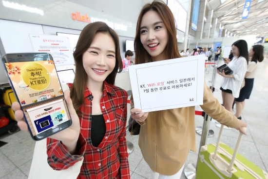 ▲
KT는 일본을 방문하는 고객에게 와이파이(WiFi) 로밍 서비스를 무료로 제공한다고 9일 밝혔다.
(사진제공= KT)