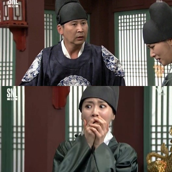 ▲'SNL' 신동엽·김소혜 '구르미그린달빛' 박보검·김유정 패러디(출처=tvN 'SNL코리아' 영상 캡처)