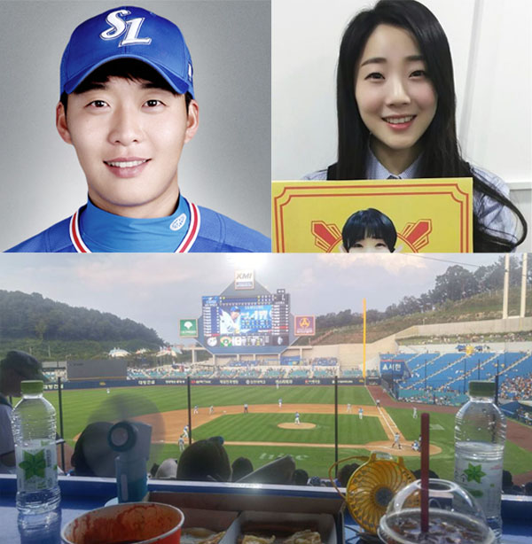 ▲20일 삼성 정인욱은 개그우먼 허민과의 열애 보도 당일 두산전 선발투수로 나선다.(사진=삼성라이온즈 공식 홈페이지, 허민 인스타그램)