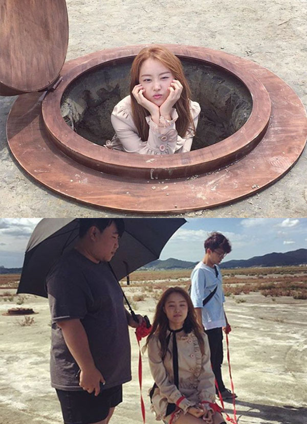 ▲송지은이 신곡 'Bobby Doll(바비돌)' 뮤직비디오 비하인드컷을 공개했다.(사진=송지은 인스타그램)