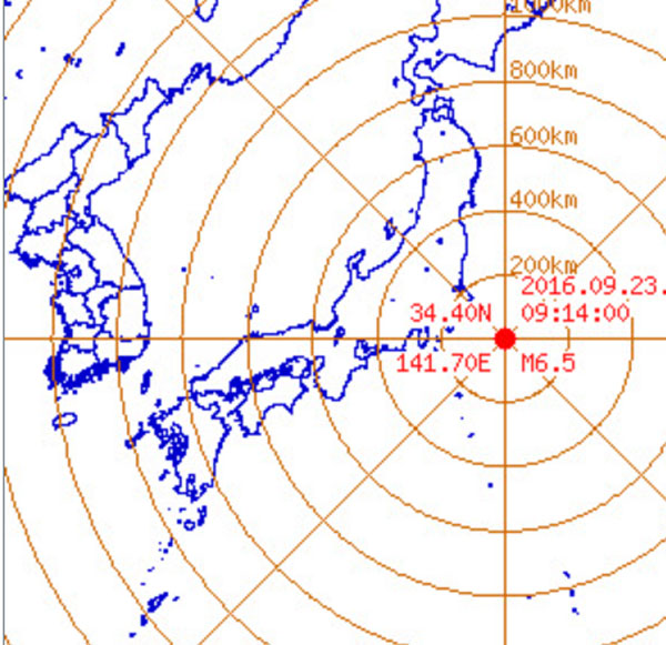 ▲23일 일본에서 규모 6.5 지진이 감지됐다.(사진=기상청)