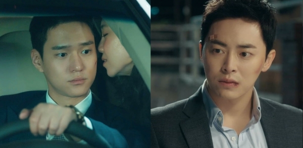 ▲‘질투의 화신’ 10회 최고의 1분을 기록한 조정석 공효진 고경표의 삼각로맨스 장면(사진=SBS 수목드라마 ‘질투의 화신’ 캡처)