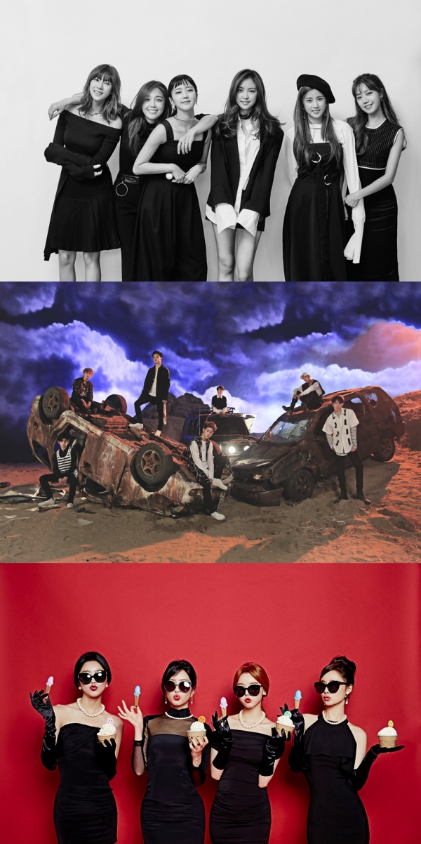 ▲(위부터) 에이핑크, 갓세븐, 달샤벳(사진=각 소속사)