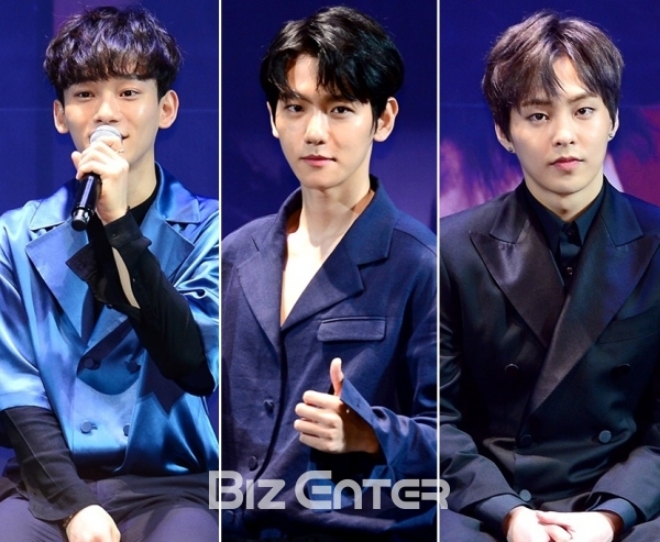 ▲(왼쪽부터)엑소 첸 백현 시우민 (사진=윤예진 기자 yoooon@)