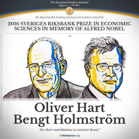 ▲2016 노벨 경제학상 수상자인 올리버 하트(왼쪽)와 벵트 홈스트롬. 사진=노벨위원회 페이스북