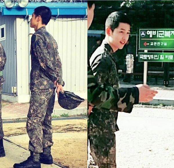▲예비군 훈련에 참여한 송중기의 사진이 공개됐다.(사진=온라인커뮤니티)