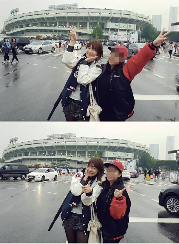 ▲배우 신소율이 넥센-엘지 전을 관람 후 기념사진을 게재했다.(사진=신소율 SNS)