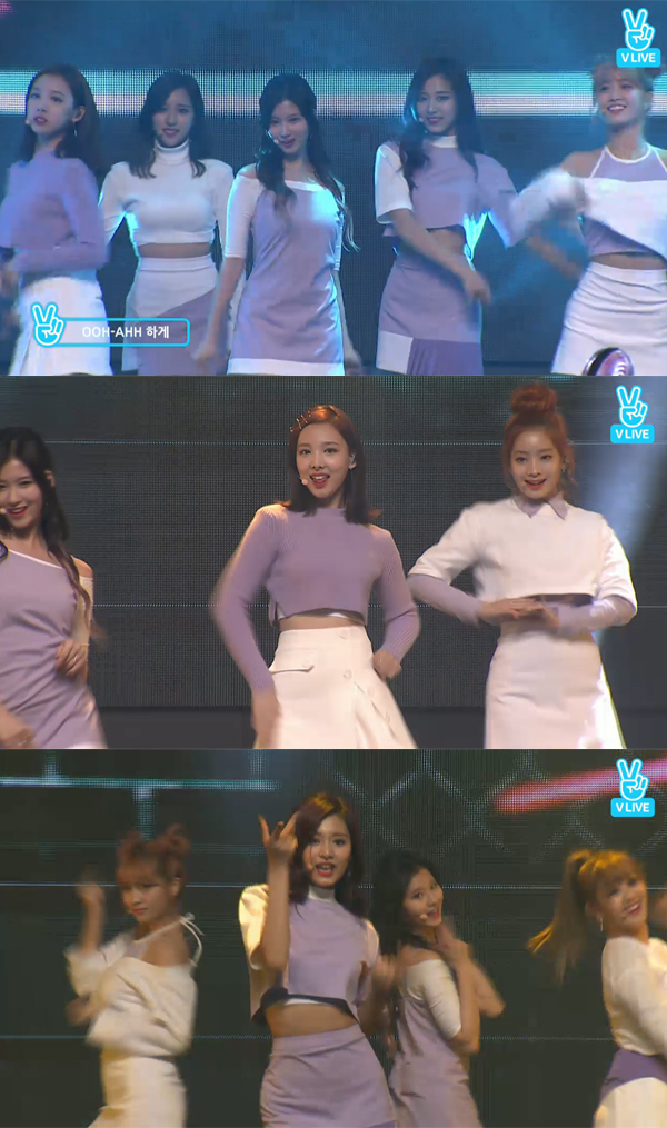 ▲트와이스 'TT'쇼케이스 현장이 24일 오후 8시 생방송으로 전해졌다.(사진=네이버 V LIVE)