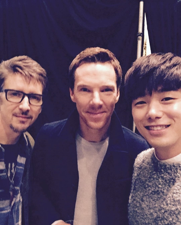▲영화 '닥터 스트레인지' 감독 스콧 데릭슨, 배우 베네딕트 컴버배치, 에릭남(사진=에릭남 인스타그램)