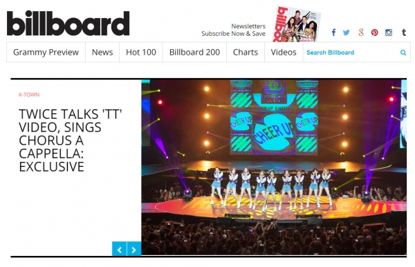 ▲미국 빌보드가 게재한 트와이스 기사(사진=빌보드)