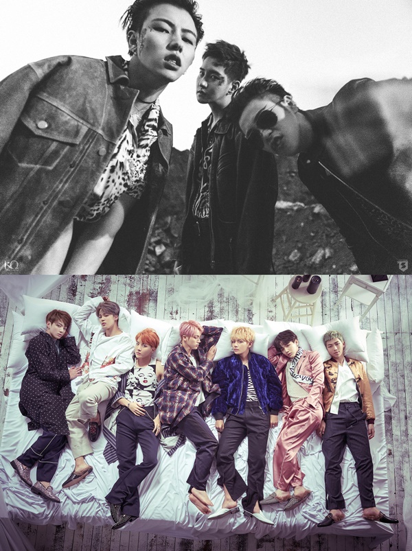 (사진=세븐시즌스(블락비 바스터즈), 빅히트엔터테인먼트(방탄소년단))