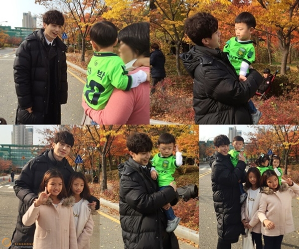 ▲이동국네 오남매가 배우 이동욱을 응원하기 위해 tvN 드라마 '쓸쓸하고 찬란하神- 도깨비' 촬영 현장을 찾았다.(사진=킹콩엔터테인먼트)