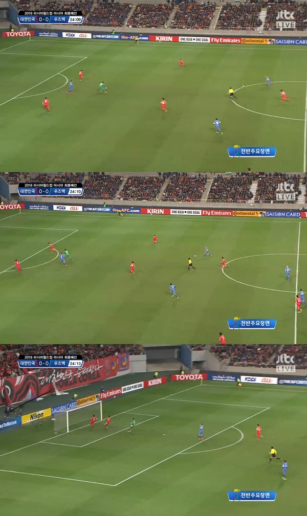 (▲ JTBC '한국 : 우주베키스탄' 경기)