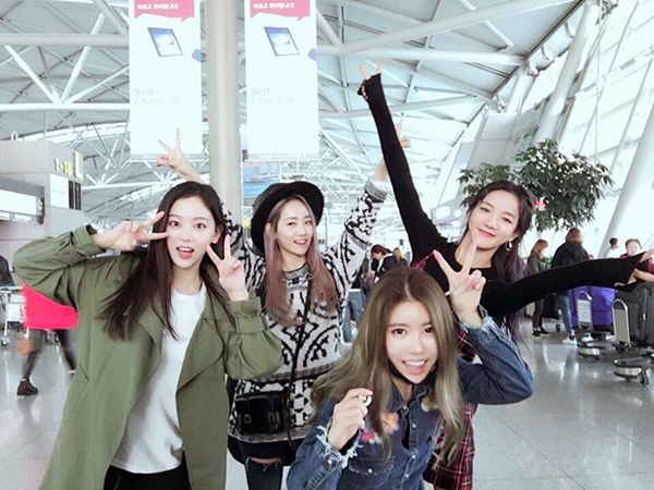 ▲강한나, 원더걸스 예은, 수란, 스피카 보형이 '히트제조기-크로스컨트리' 촬영 차 미국으로 떠난다.(사진=강한나 인스타그램)
