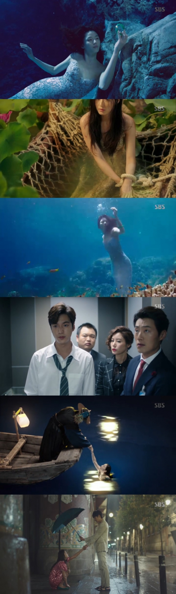 ▲'푸른 바다의 전설' 속 인어(전지현 분)와 사기꾼(이민호 분)(사진=SBS 새 수목드라마 '푸른 바다의 전설' 캡처)