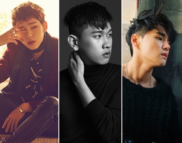 ▲(왼쪽부터) 지코, 크러쉬, 딘(사진=각 소속사)