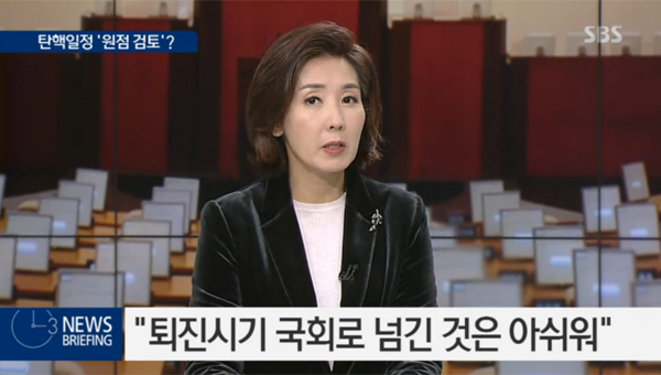 ▲나경원 의원이 박근혜 대통령 대국민 담화에 대해 전했다.(사진=SBS)