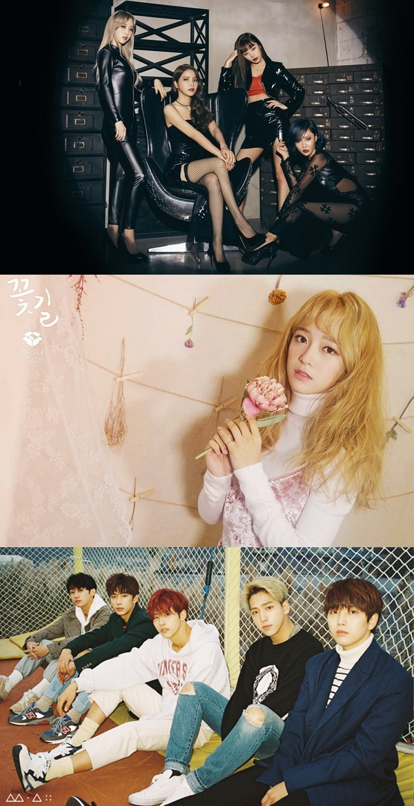 ▲그룹 마마무, 구구단 세정, B1A4(사진=RBW, 젤리피쉬엔터테인먼트, WM엔터테인먼트)