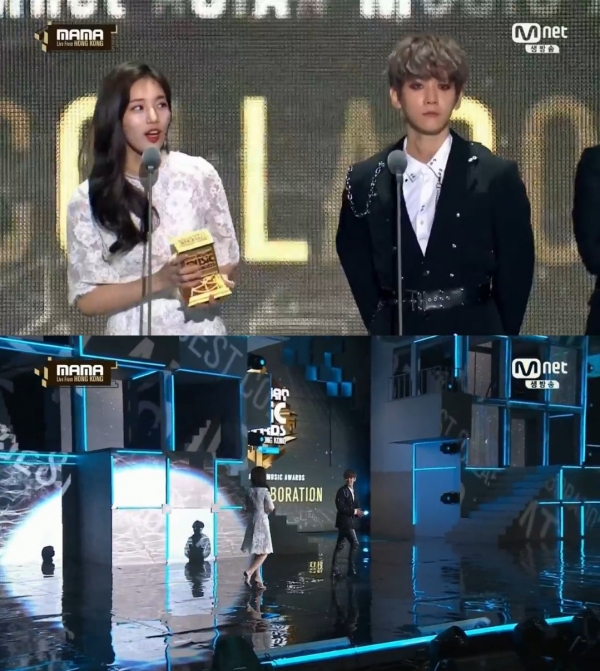 ▲수지와 백현(사진=Mnet 'MAMA' 방송화면)