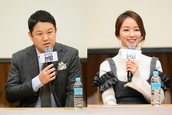 ▲'본격연예 한밤' 진행을 맡은 방송인 김구라(좌), 박선영 아나운서(사진=SBS)