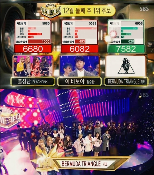 ▲그룹 블락비의 지코가 SBS '인기가요' 1위를 수상했다.(사진=SBS '인기가요')