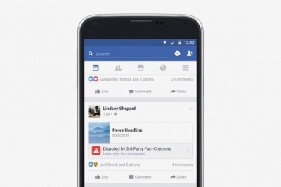 ▲페이스북이 새로 서비스하는 '가짜 뉴스' 경고 표시