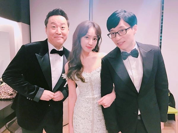 ▲방송인 정준하, 배우 정혜성, 방송인 유재석(사진=정혜성 인스타그램)