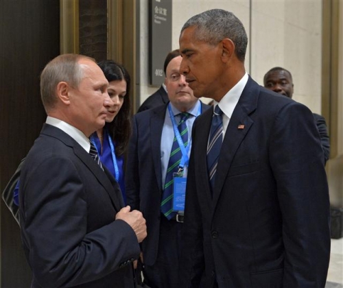 ▲러시아 블라디미르 푸틴(왼쪽) 대통령과 미국의 버락 오바마 대통령. EPA연합뉴스