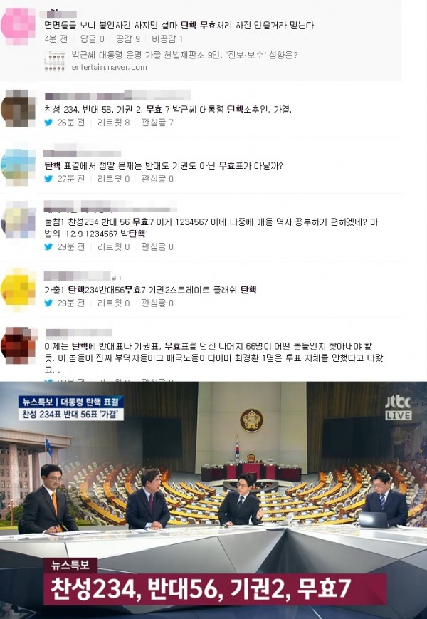 (▲ JTBC, 네이버 '탄핵' 실시간 검색)
