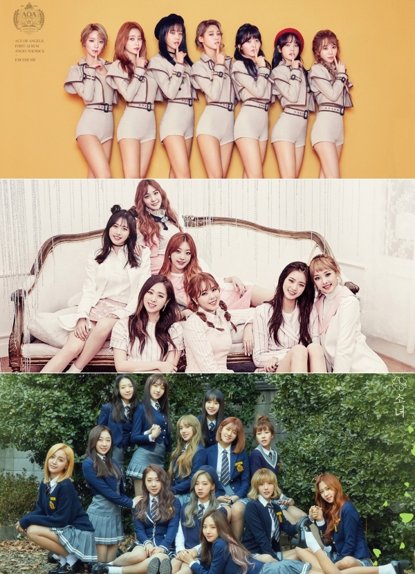 ▲(위쪽부터)AOA, 소나무, 우주소녀(사진=FNC엔터테인먼트, TS엔터테인먼트, 스타쉽엔터테인먼트)