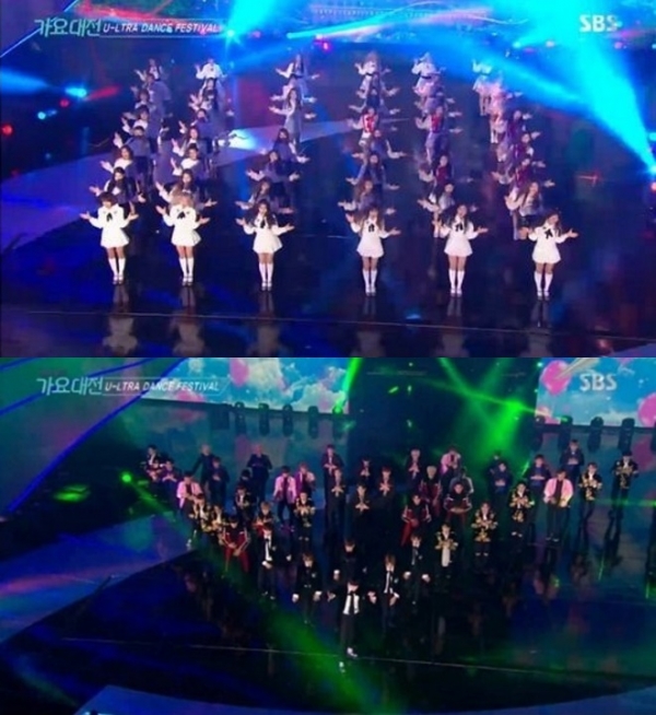 ▲'가요대전' 무대에 선 신인 걸그룹 및 보이그룹(사진=2016 SBS 가요대전 캡처)