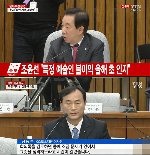 ▲김성태-정동춘(사진=YTN)